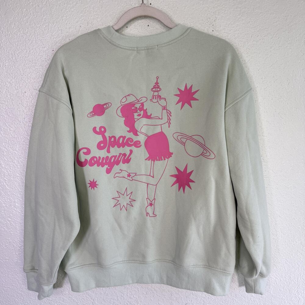 Bailey Rose Sweatshirt Womens Small Space Cowgirl Graphic Pullover Crewneck